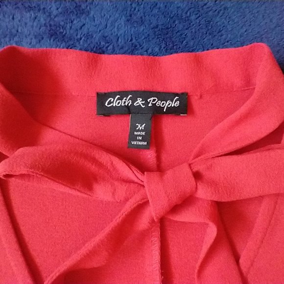 Cloth & People sleeveless red sheath dress with tie front neckline Size M - Picture 3 of 6